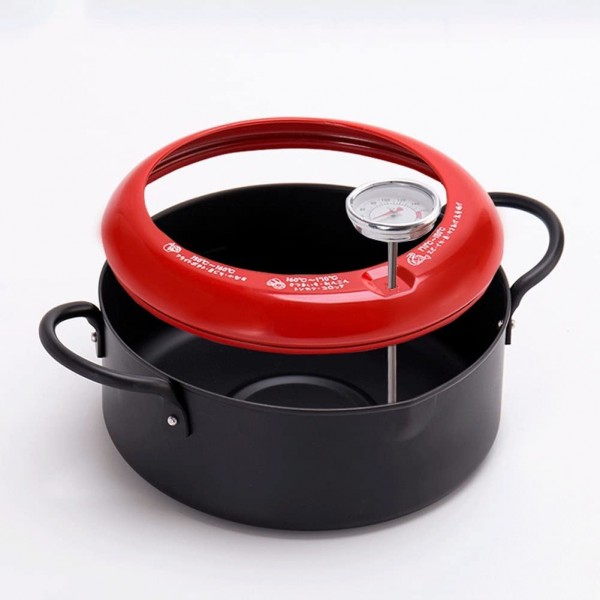 HFFKDL Pot de friteuse Profonde Portable avec thermomètre Contrôle Thermique Parfait for Poulet crevette Frites français et Plus Rouge - B09X46Y74XD