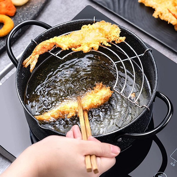 KUCOCOSNEH Friteuse de cuisine en fer forgé égouttoir pour frites ailes de poulet noir - B09MS1KXKMU