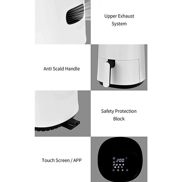 Air Fryer Smart Air Fryer APP Control 1300W LCD Touch Control Friteuse à air sans Huile Remplacer la friteuse Couleur : Blanc Taille : 2,5 L Blanc 2,5 L - B0B12P6HF8X