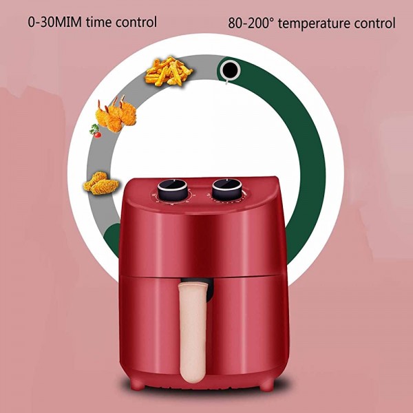 FHKBB Friteuses à air pour Usage Domestique friteuse à air avec Livre de Recettes système de Circulation d'air Rapide température et minuterie réglables Couleur : Rouge - B0B12N9RYPG