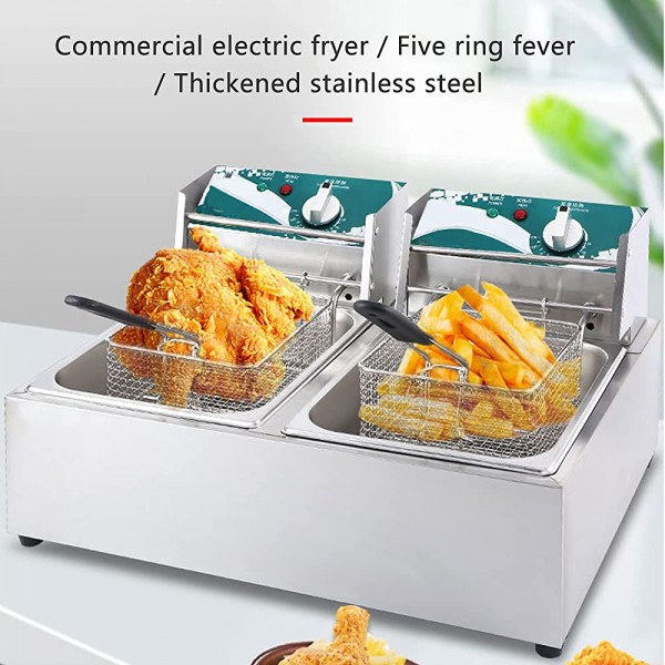 LXLH Friteuse électrique Professionnelle 2500 W friteuse en Acier Inoxydable à réservoir Haute capacité avec Pelle à Panier pour la Cuisine familiale de comptoir de Restaurant Commercial - B0B19MTYQKY