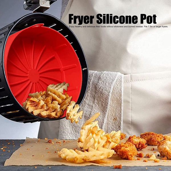 Mxzzand Panier de friteuse en Silicone Accessoire de friteuse électrique Non Toxique Plus de 7,5 Pouces de Remplacement de Pot de friteuse en Silicone Facile à Nettoyer pour cuiseur à Vapeur - B0B1BLY5YHV