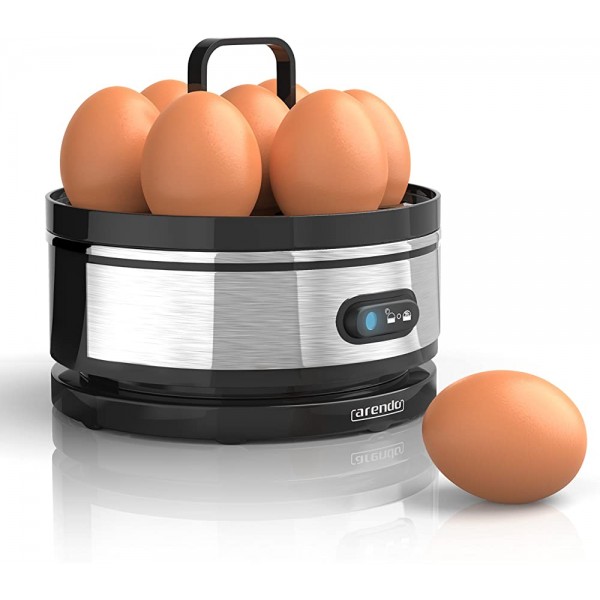 Arendo – Cuiseur à œufs avec fonction maintien au chaud inox 1 à 7 œufs Dur mollet ou à la coque Indicateur lumineux Verre doseur avec perce-œufs Base anti-dérapante Egg cooker 400 W Sans BPA - B00VV6GN12V