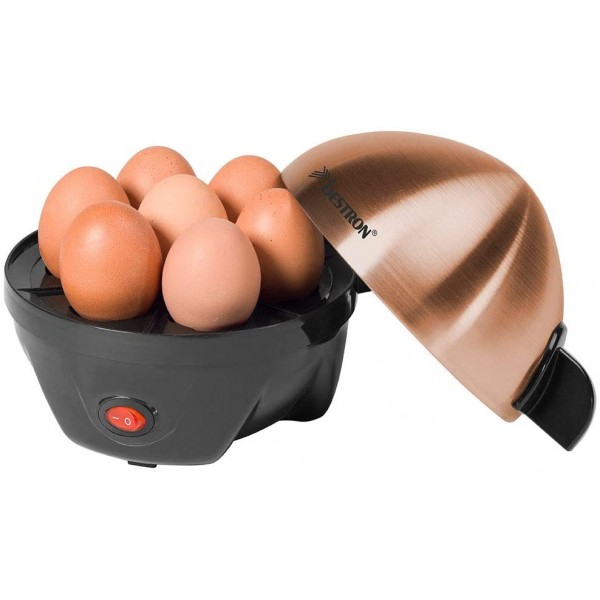 Bestron AEC1000CO Cuiseur à œufs avec verre doseur d'eau et coupe-œufs 7 œufs 3 niveaux de dureté 350 W noir cuivre plastique - B08L6F6921R