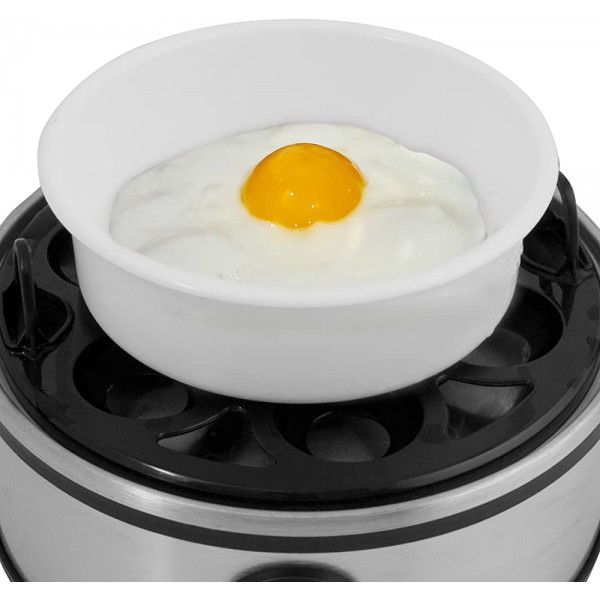 SUNTEC Cuiseur à œufs inox EGG-8564 design [Pour 1 à 7 œufs degré de cuisson réglable signal sonore avec bol pour œufs brouillés + verre doseur avec pique-œuf max. 360 W] - B07FVVJYPBI