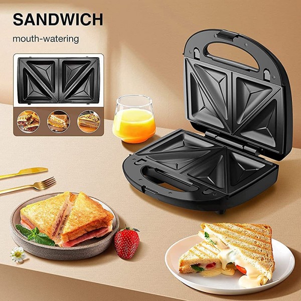 750W Appareil à Sandwich 3 en 1 Gaufrier Grill avec 3 Plaques Amovibles Anti Adhésives Thermostat Automatique Noir - B09KT6X8V1N
