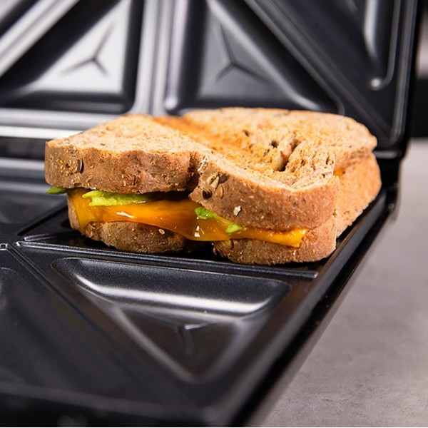 Cecotec Appareil à sandwichs Rock´nToast Family pour 4 sandwichs avec finitions en acier inoxydable 1500 W de puissance et revêtement antiadhésif. - B09HC7LX84O