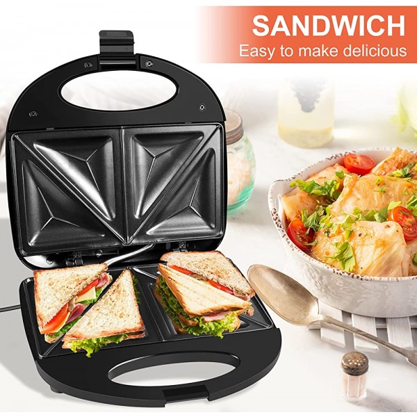 Gotoll Appareil à Sandwich Toaster Croques Monsieur 750W Sandwich Maker 4 Tranches Machine Grill Plaque Antiadhésive Noir - B0948V7SLML