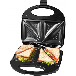 Gotoll Appareil à Sandwich Toaster Croques Monsieur 750W Sandwich Maker 4 Tranches Machine Grill Plaque Antiadhésive Noir - B0948V7SLML