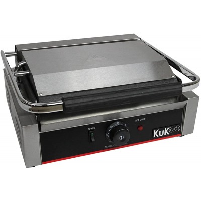 KuKoo – Presse à Panini Professionnel de 2,2kW Grill à plaque Supérieur Rainurée et plaque Inférieure Plate pour Panini Sandwich Toast Légumes … - B07BH4TJ8DG