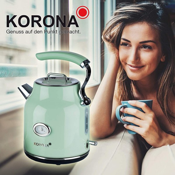 Korona 20665 bouilloire électrique | Menthe | 1,7 Litre | 2.200 Watt | filtre à chaux | arrêt de vapeur | protection contre la marche à sec | eau chaude | thé et café | infusion verte - B07NTQNHFL1