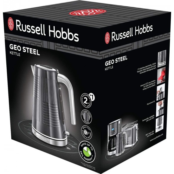 Russell Hobbs Bouilloire 1,7L Ebullition Rapide Illumination claire à la Base Design Premium 25240-70 Geo Steel Gris Inox - B08485X1N6D