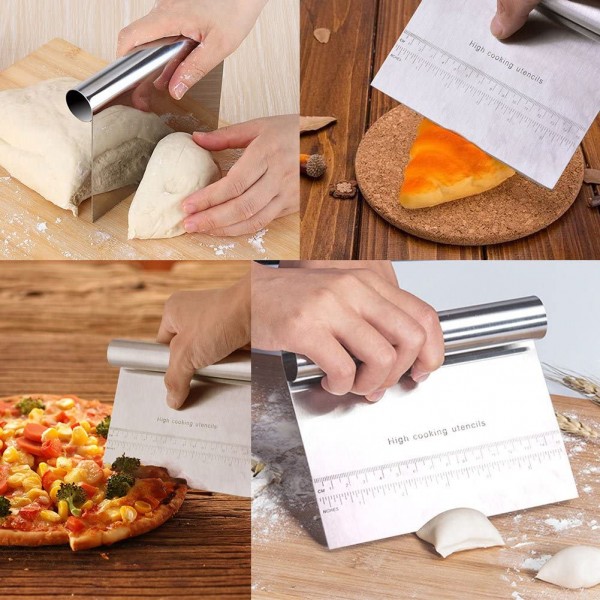 Grattoir ¨¤ pate coupe-pizza pour gateaux en acier inoxydable ¨¤ usage domestique outils de patisserie avec guide de mesure - B07YDHT1WMX