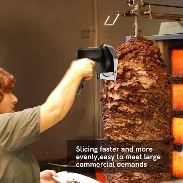 JRZTC Couteau Doner Kebab trancheuse Shawarma trancheuse à Viande gyroélectrique Couteau gyroscopique Commercial pour Couper la Dinde d'agneau de Kebab Turc Filaire - B09W5KTG6L8