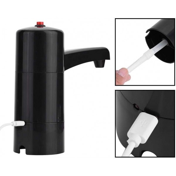 Distributeur d'eau Pompe à eau Bouteille USB rechargeable électrique Pompe à eau Distributeur sans fil potable outil eau noire - B081DX9RDY1