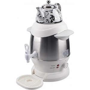 FHTD Samovar Acier Inoxydable Tea Machine à thé Tea Tea Bouilloire électrique de 1350W avec théière en Porcelaine Garder Le Mode Chaud Blanc Noir,B - B09JZB4VQV7