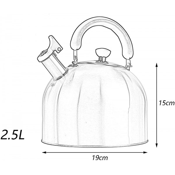 QOHG utile sifflement de la bouilloire de la cuisinière avec poignée anti-échappée ergonomique convient à la théière de cuisinière ménagère taille: 6L - B00W5RLQI6C