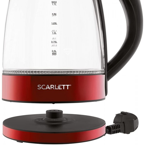 Scarlett SC-EK27G99 1,7L 2200W Rouge Transparent-Théière Électrique - B01FOADOYED