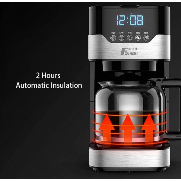 DPPAN Machine à café 12 Tasses programmables Acier Inoxydable Cafetières Fonction de réservation,Black - B07L9NG6V5P
