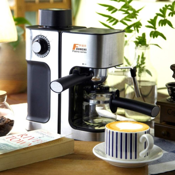 DPPAN Machine à café 2 Tasses Cafetières avec Lait moussant et Carafe,Silver - B07L9NZ36RO