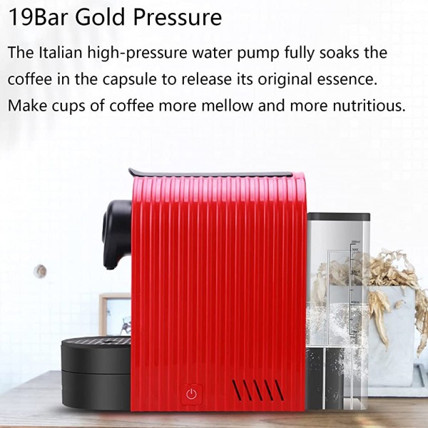 EXHNLE Capsule Cafetière Mini Machine à Expresso Compatible avec des Capsules et du café Pompe Haute Pression 19 Bar Color : Red - B09VZDYCSC5