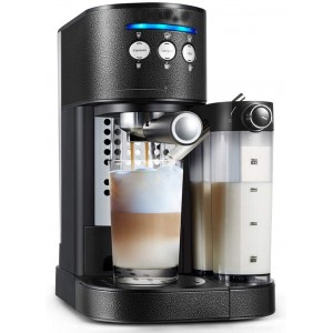 Cafetière 1,4L 5 tasses Cafetière programmable Anti-sec Battre machine à lait approprié Convient pour les fêtes les familles les restaurants les cafés les bureaux etc.-Noir - B07W63DDYKJ