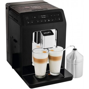 Krups Evidence Machine à café à grain Machine à café Broyeur à grain Cafetière expresso Cappuccino Espresso 15 boissons 2 tasses simultanées Pot à lait EA891810 - B0757R8BG9Y