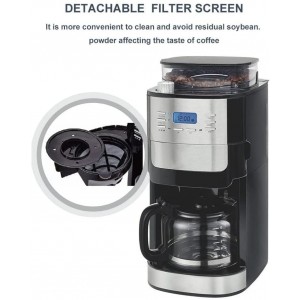 Machine à café cafetière automatique broyeur intégré réservation 24h 24 capacité du réservoir d'eau 1,6L capacité 200g de grains de café broyage en 8 étapes - B09WMGL83X4