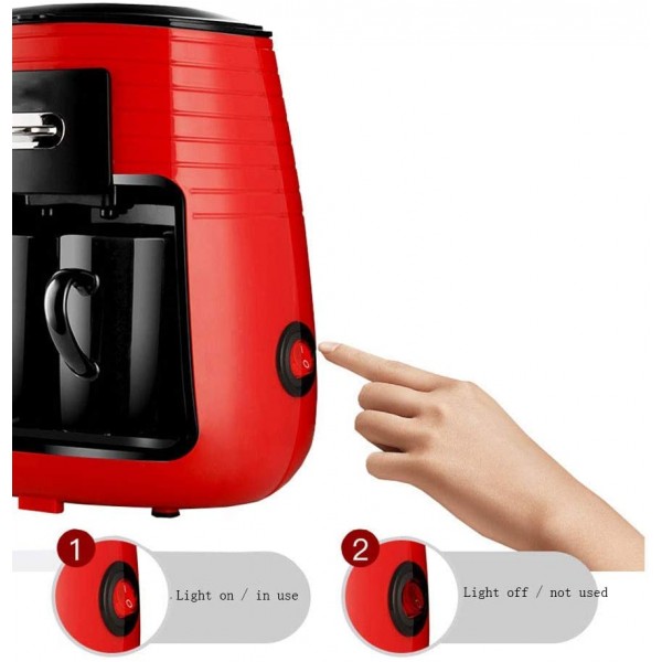MXZBHDBoisson Chaude Mini Machine à café à la Maison Entonnoir détachable Facile à Nettoyer 0,25 litres 450 W Rouge - B081VCYDK7J