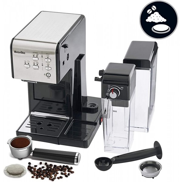 Breville Prima Latte II machine à café espresso latte et cappuccino | pompe professionnelle 19 bars et mousseur à lait | argent [VCF108X] - B07GB8JPL7J