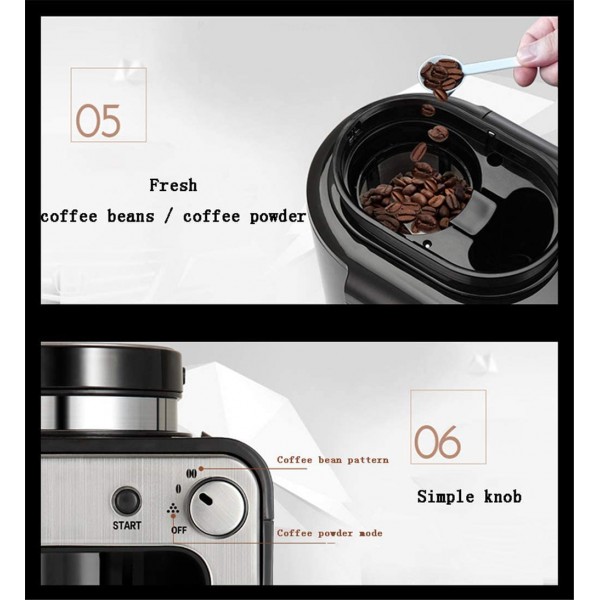 Cafetière Machine à café Cafetière Machine à café intégrée Cafetière Single Coupe Smart Home Automatique Mini Tea Machine à thé frais fraîchement broyé Machine à café automatique - B09N8XN2K58