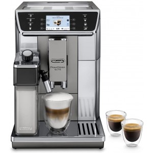 'De'Longhi Prima Donna Elite ECAM 656.55. MS Machine à café entièrement automatique 3,5 Écran couleur TFT système Lait intégré App Contrôle acier inoxydable fonction de 2 tasses avant Argent - B01KO6JBXQU
