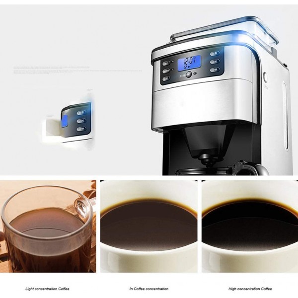 LYKYL 10 Bénitier Cafetière Grind et machine à café automatique Brew avec haut-Moulin à café mode minuterie programmable et garder la plaque chaude - B09MR9HHNSD