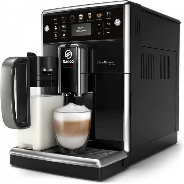 Saeco PicoBaristo Deluxe SM5570 10 Machine à expresso automatique noir avec carafe à lait et boutons tactiles - B079DDLBKLV