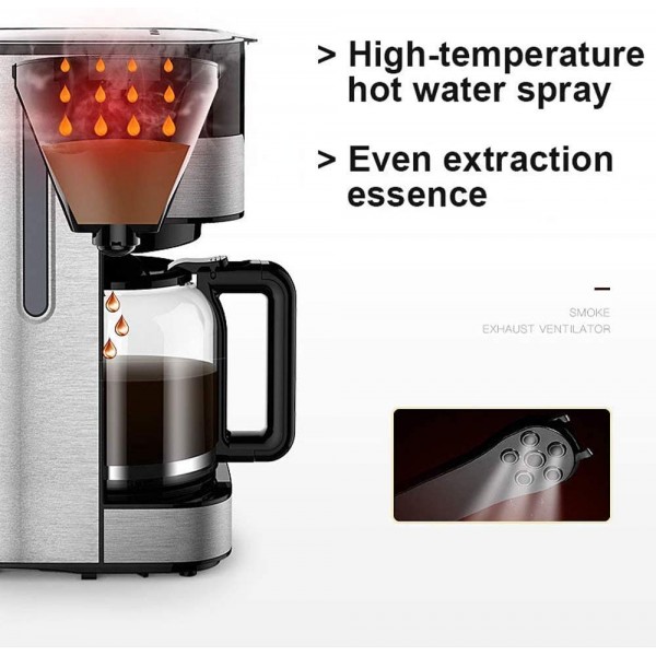 ShiSyan Machine à café Machine à café,1.8L Grande capacité américaine Machine à café Automatique Isolation Goutte à Goutte à café Affichage 2H Chaleur LED Conservation,Compatible with Home Office - B09J29C66QL