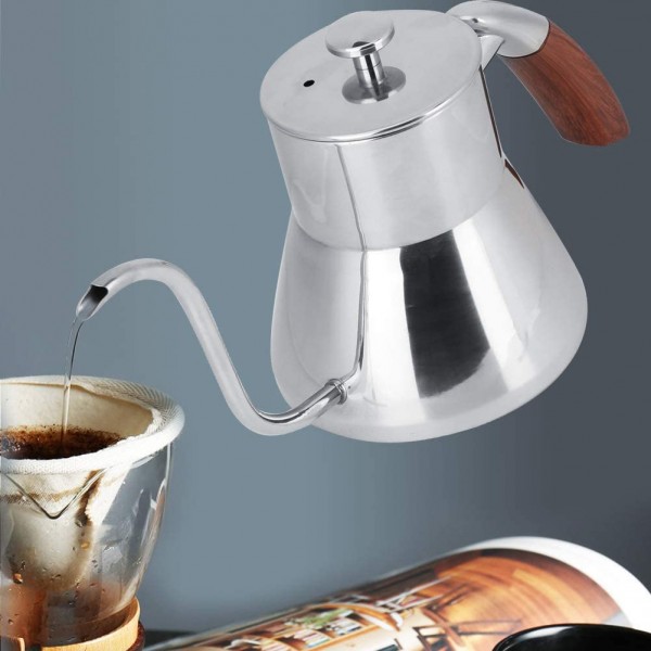 Bouilloire à eau confortable et facile à utiliser en acier inoxydable argenté Pot à eau facile à nettoyer 800 ml pour maison pour le café - B09C2XNPKCD