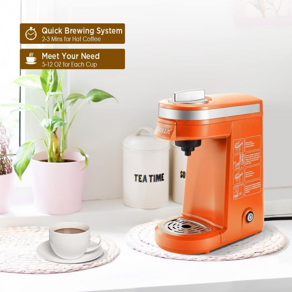 CHULUX Cafetière Machine à café unique-servir K Tasses Orange - B016UO0EL47