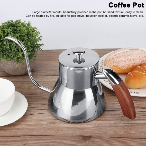 Pot à eau poignée anti-brûlure acier inoxydable 800 ml bouilloire à café antiadhésif Long bec bouilloire accessoire de café - B09VDPZGLTO