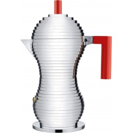 Alessi | Pulcina MDL02 6RFM Cafetiére Espresso pour Induction de Design en Fonte d'Aluminiumn et PA 6 Tasses Rouge - B06X1BC3GFH