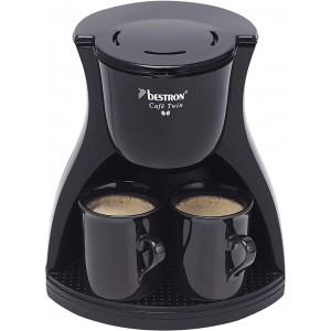 Bestron Duo-Kaffeemaschine inkl. 2 Tassen Für gemahlenen Filterkaffee 450 Watt Schwarz - B019OLFNB66