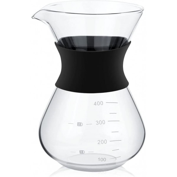 Cafetière manuelle filtre à café 400ml pour over Carafe en verre avec filtre à café permanent en acier - B07CWS8QXLA