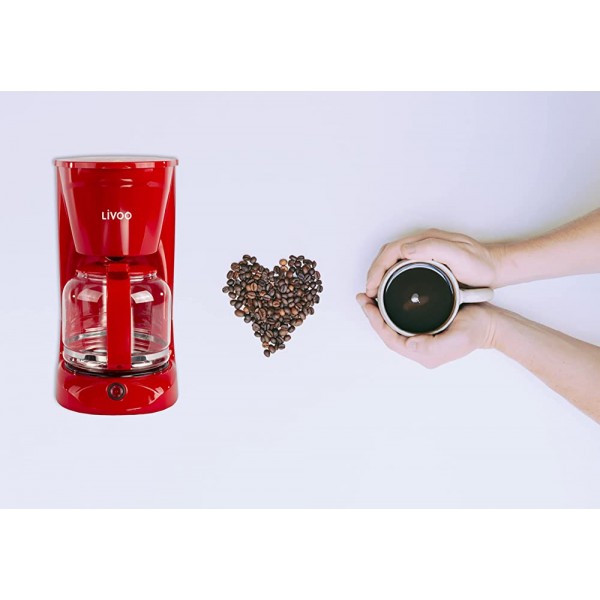 Cafetière rouge avec verseuse en verre pour 15 tasses Fonction maintien au chaud machine à café cuillère à café arrêt automatique indicateur de niveau d'eau 950 W - B07PX37G23G