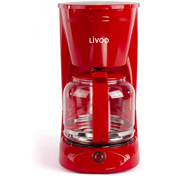 Cafetière rouge avec verseuse en verre pour 15 tasses Fonction maintien au chaud machine à café cuillère à café arrêt automatique indicateur de niveau d'eau 950 W - B07PX37G23G