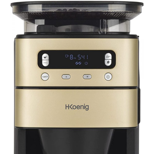 H. Koenig Machine à Café Filtre avec Broyeur MGX90 Réservoir à eau amovible 1,4L Réservoir à grain 180g - B09FSWHQ6H4