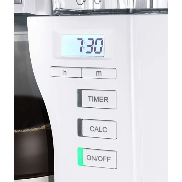 Melitta Look V Timer 1025-07 Cafetière filtre programmable 10 à 15 tasses réservoir d'eau amovible et programme de détartrage Blanc Inox - B07WVM563K6