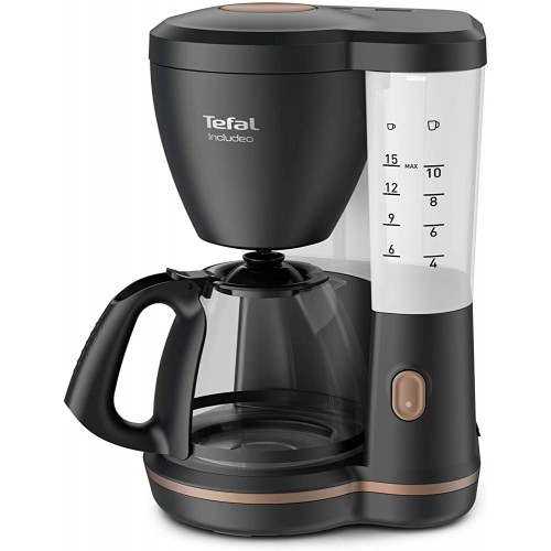 Tefal Cafetière filtre Includeo Machine à café facile à utiliser pour droitiers et gauchers 1,25 L 10 à 15 tasses Porte-filtre double poignée facile à retirer Poignée ergonomique CM533811 - B08WJ6QTG49
