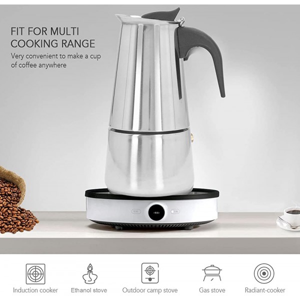 Machine à café résistance à la Rouille d'acier Inoxydable de soupape de décharge de sécurité de Fabricant de café Classique pour l'usage à la Maison6 portions - B09QYG6LJ7X