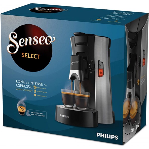 Philips CSA250 11 Machine à Café à Dosettes SENSEO Select Eco Intensity Plus Crema Plus Fonction Memo Acier Brossé - B08TB3ZB69F