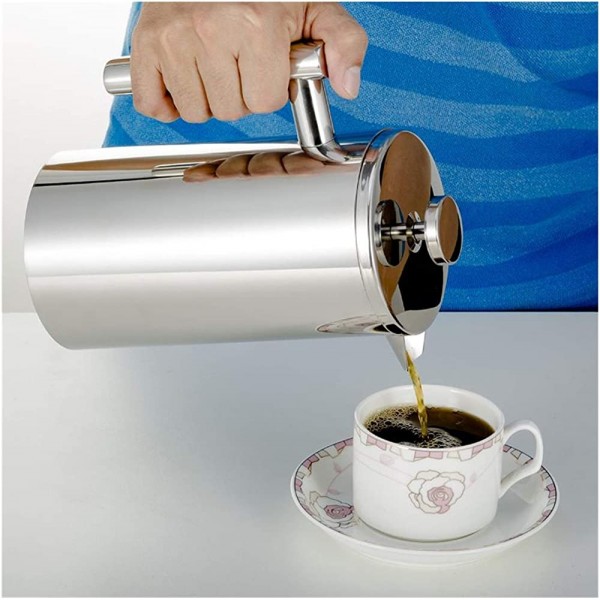 ZHIXIANG Cafetière Presse à café en Acier Inoxydable Machine à café Espresso Gardez Une Bouilloire à thé à thé Double Mur à Double Mur avec filière Color : Dull - B08ZHDQPZF3