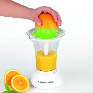 GOURMETmaxx Presse-agrumes électrique | Squeezer Electric Orange Juicer avec réservoir à jus de 0,5 litre Rotation à 2 sens | Lavable au lave-vaisselle [25 watts blanc limon vert] - B084JTJXKS7